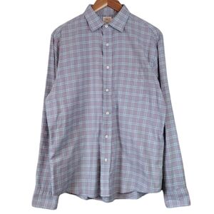 Faherty Men's Windowpane Cowboy Western Long Sleeve Button Down Shirt Size M